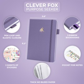 Clever Fox Purpose Seeker Journal – Guided Manifestation & Life Reflection Planner for Daily Self-Exploration, Goal-Setting & Gratitude (Lavender)