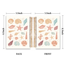 JXREQ Trendy Coastal Beach Seashell Journal Notebook, Ocean Journaling Notebooks for Women Note Taking Writing, Office School Supplies for Teen Girls College, Preppy Spiral Notebooks 5.5x8.3