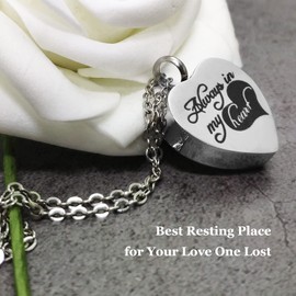 Small Urns for Ashes Keepsake Comes with Heart Box w/Light(Battery Replaceable)- Best Memorial Gifts for Loss of Loved One - Mini Cremation Urn w/Urn Necklace - Miniature Ashes Holder Tiny Sharing Urn