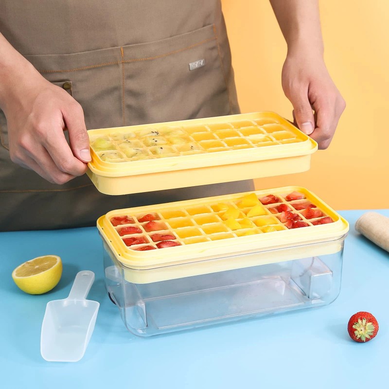 PHINOX Yellow 2 Tier Ice Cube Tray Easy Release Bpa