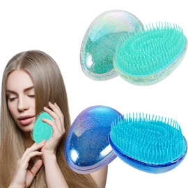 2 PCS Hair Brush,for Women, Girls All Hair Types Mini Hairbrush for Wet & Dry Hair Comb Compact(Green+Blue)