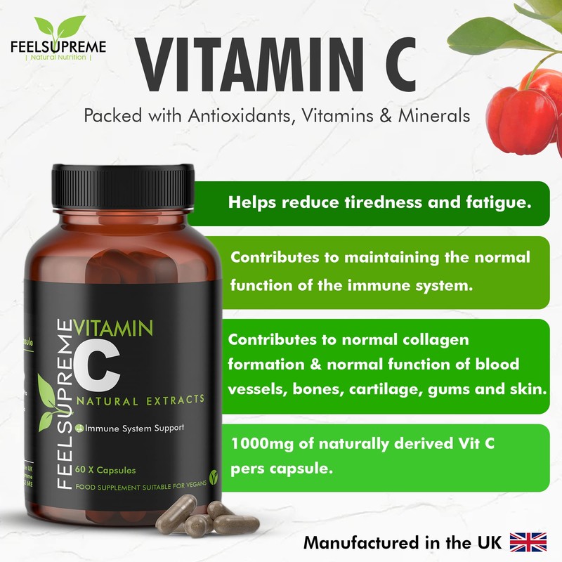 100% Natural Vitamin C 60 High Strength Food State Non-Synthetic