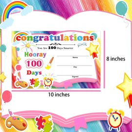 25 Pcs 100th Day of School Award Certificates Recognition Award Certificates Presents - 8 X 10 Inch 100 Days Certificate for Kids Kindergarten Preschool High School Party 100 days Activities Supplies