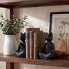 Meditating Cat Bookends, Zen Style Decorative Cat Statue Bookends, Heavy