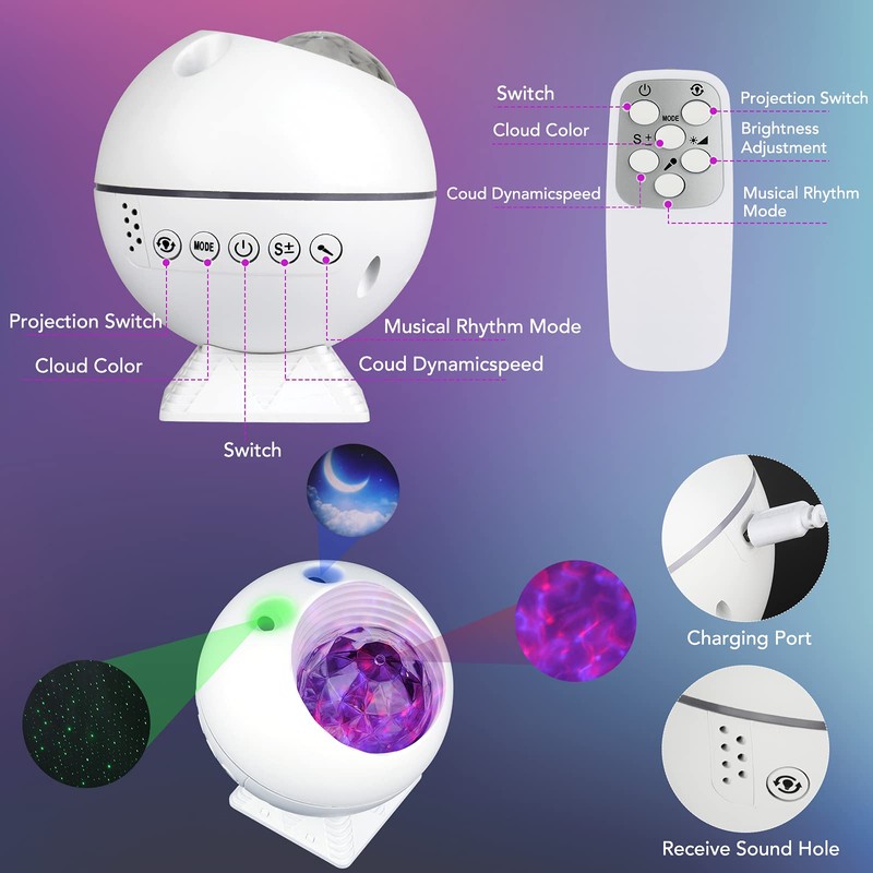 Perkisboby Star Projector Galaxy Light Projector, Super Silent LED Night