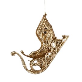 Kurt Adler Christmas Tree Ornament w Gold Glittered Sled