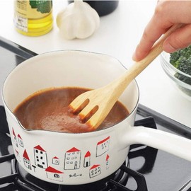 Tamahashi Milk Pan, Enamel, 5.9 inches (15 cm), IH and Gas Fire Compatible, Made in Japan, Prune White, akaiyaneno YJM-101