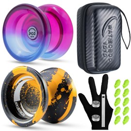 WATIEOBOO Yoyo Set of 2 (R8 Metal Yoyo and P02 Two-Color Yoyo) Dual Mode Yoyo (Reactive and Non-Reactive Yoyo) for Kids Beginners and Professionals with Perfect Kit