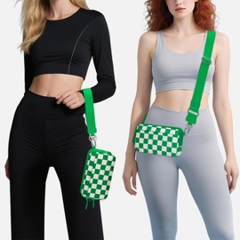 YINHEXI Wristlet Crossbody Wallets for Women Nylon Quilted Travel Bag Wallet with Strap, 4 Zippers Cell Phone Bag Purse, Mint Green, Classic