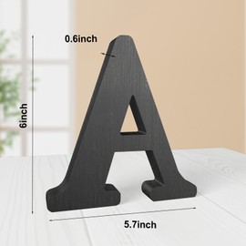 WOODOUNAI 6 Inch Rustic Black Wood Letters Unfinished Wood Letters for Wall Decorative Black Retro Standing Letters Sign Board Decoration for Craft Home Party Projects (A)