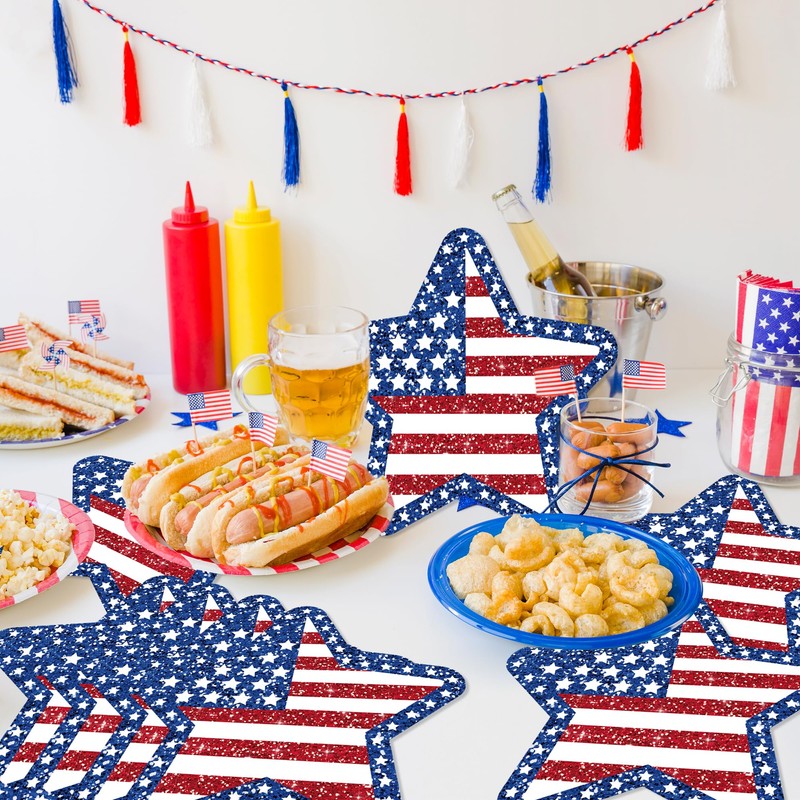 24 PCS Independence Day Star Shaped Placemats Set, 12" x