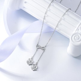 REDSUN Infinite Necklace for Women 925 Sterling Silver Camellia Necklace with Cubic Zirconia Pendant Necklaces Delicate Jewellery Mother's Day Birthday Gift for Daughter Girls Mum, Sterling Silver