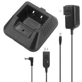 BAOFENG uv-5r Charger,Original Desktop walkie Talkie Charger with US Adapter 100v-240v for BAOFENG BF-F8HP UV-5X3 5RA 5RB 5RC 5RD 5RE 5REPLUS Radio Accessories (Base + Charger + USB Charging Cable*1)