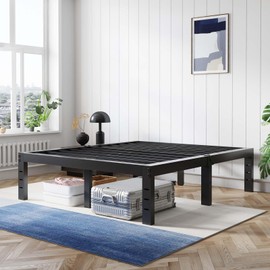 Avenco Queen Bed Frame, 16 Inch Simplicity Metal Platform Queen Size Bed Frame with Underbed Storage, No Box Spring Needed, Heavy Duty Steel Slat Support, for Bedroom, Guest Room, Easy Assembly