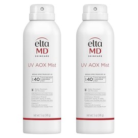 EltaMD UV AOX Mist - Protector solar mineral en aerosol, SPF 40 Spray protector solar para cara y cuerpo, fórmula de óxido de zinc con antioxidantes, botella de 5 onzas (paquete de 2)