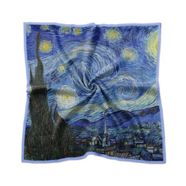 BHAHB Silk Feeling Scarf 27.5 Inches Large Square Satin Head Hair Wrap Sleeping Fashion Lightweight Cute Aesthetic Handbag Decoration for Women Girls-Starry Night