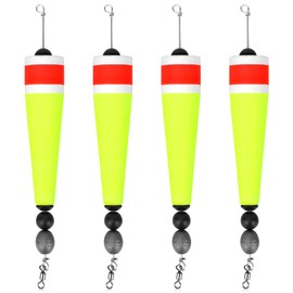 BOXOB 4pcs Fishing Slip Floats Rigs, Both Freshwater and Saltwater Fishing Popping Corks Bobbers Tackle Kits Weighted for Redfish Snapper Trout & More (Yellow)