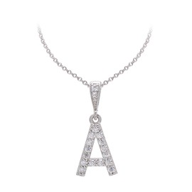 Paialco Initial Letter A Pendant Necklace for Women, White Gold Plated