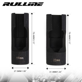 RULLINE 2Pcs Upgraded Steel Flare Nut Socket Set 19mm+22mm for Automotive and Mechanical Applications 1/2" square drive