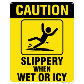Caution Slippery When Wet Sign or ICY Sign, 24"x30" Polyethylene, Indoor/Outdoor Use, USA MADE By My Sign Center