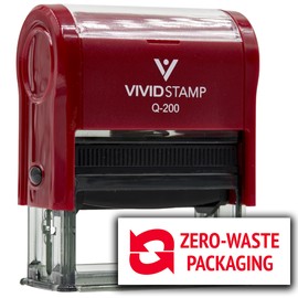 All Quality Zero-Waste Packaging Self-Inking Rubber Stamp - Medium 9/16" x 1-1/2", Red
