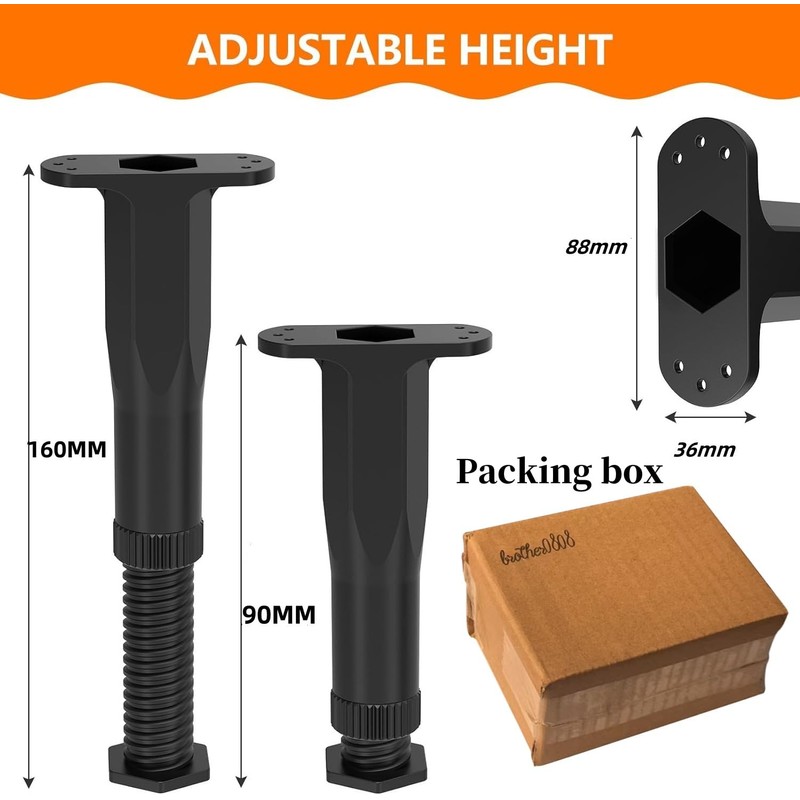 Height Bed Support Legs, Adjustable Bed Frame Support Legs Replacement,