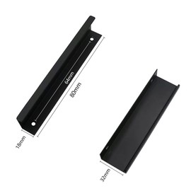 JIADEXIN Pack of 10 Furniture Handles, Aluminium Hidden Handles, Drawer Handles with Screws, Cabinet Handles, Kitchen Handles for Kitchen, Wardrobe, Bedroom, Bathroom (Black, 80 mm)