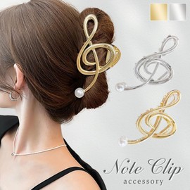 AiO JAPAN Hair Accessories, Music Notes, Hair Clip, Treble Clef, Clip Type, Hair Clip, Accessory (Gold)