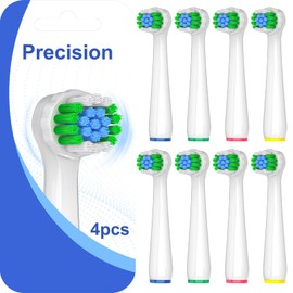 Replacement Heads Compatible with Oral B Braun Pro 1000/500/Genius x Electric Toothbrush Heads, Precision Refills for Sensitive Care, 8 Count Brush Heads Compatible with Oral B (White)