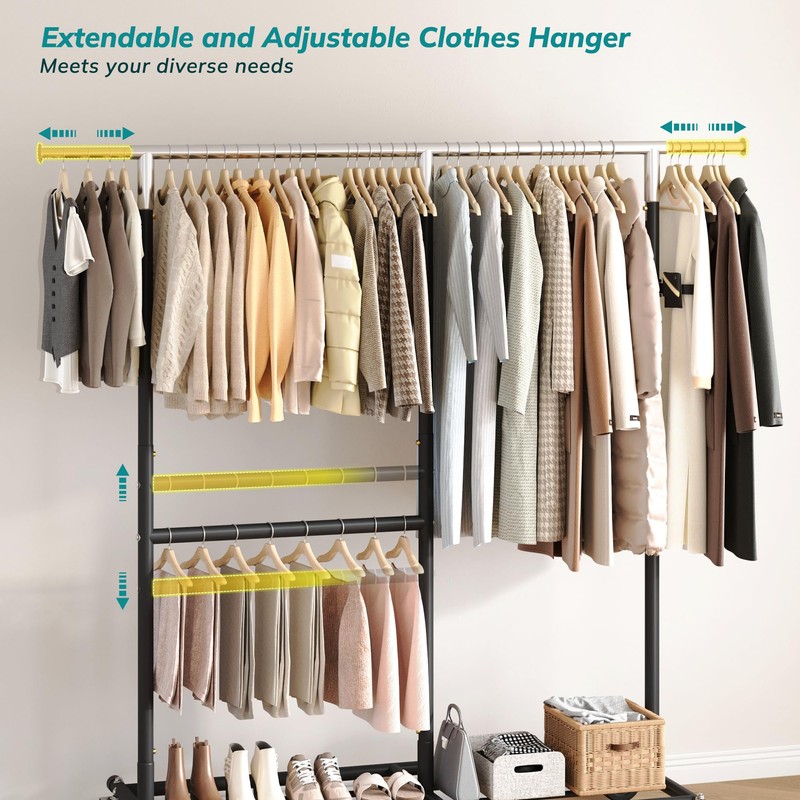 Raybee Clothes Rack Heavy Duty 450LBS, Clothing Racks for Hanging