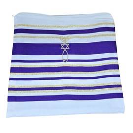 Bethlehem Gifts TM New Covenant Messianic Tallit Prayer Shawl 72" 22" (Purple)