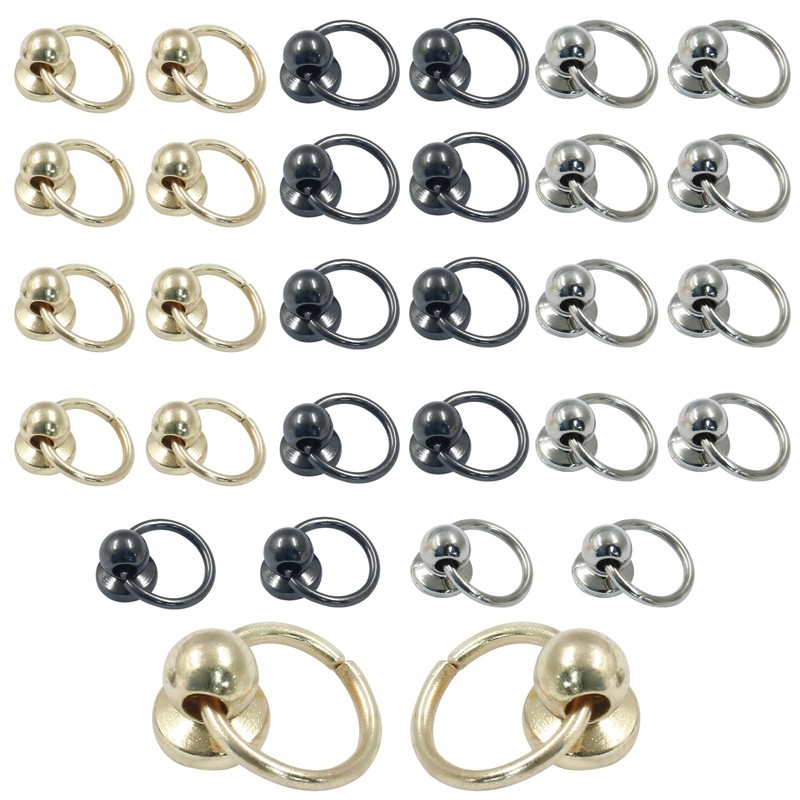 Waziaqoc 30 PCS Screwback Round Head Rivets, Pull Ring Rivets