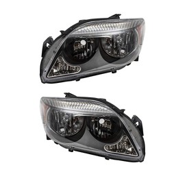 Brock Replacement Pair Set Halogen Combination Headlights Headlamps w/Grey Bezels Compatible with 2005-2007 tC without Projection High Beam 8117021130 8113021130