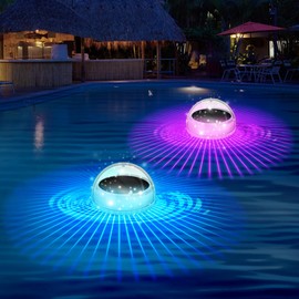 Solar Pool Lighting, Floating Pool Light with RGB Colour Changing Pool Lighting, Waterproof Pond Lighting for Pool Accessories, Underwater LED Light for Swimming Pool, Ponds, Fountains, Water Parks