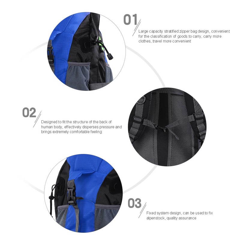 50L Waterproof Bag Camping Climbing Outdoor Travel Hiking Backpack Blue