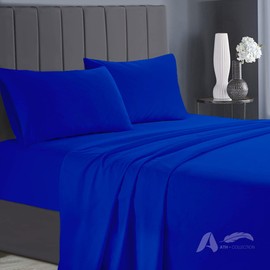 AATH COLLECTION Egyptian Cotton Flat Sheets, 200 Thread Count Single, Double, King, Super King Flat Bed Sheets, Soft & Fade Resistant (Double, Royal Blue)