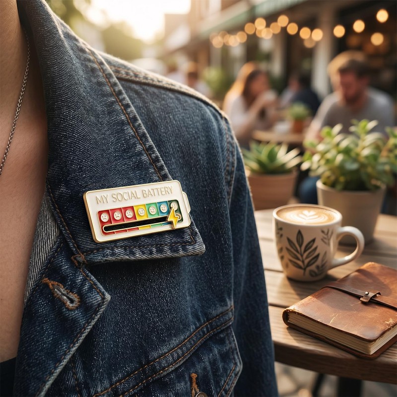 2 Pack of Social Battery Slider Pins | Creative Enamel