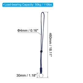 PATIKIL Paracord Lanyard with Keyring 18 Inch, Necklace Keychain Cord Metal Hook Strap for Keys Whistle ID Card Badge Holder, Blue