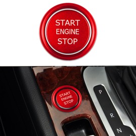 QZTYTY Car Push Start Button Cover, Ignition Switch Button, Engine Push Start Stop Button Cover Trim, Universal Car Accessories Start Stop Button Cover Compatible with A4 LA5 A6 LA7 Q5 Q7 (Red)