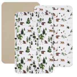 david's kids 3 Pack Mini Crib Sheets, Ultra Soft Comfy Pack N Play Sheets for Boys Girls Neutral，Universal Fit for Pack N Play, Playard and Mini Crib Mattresses, Forest Animals
