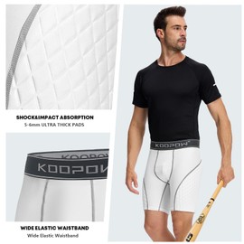 KOOPOW Adult Padded Sliding Shorts Men Slider Shorts Sliding Pads for Baseball, Football, Lacrosse, Hockey, White Gray, XX-Large