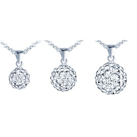 MicLee Women's Necklace 925 Sterling Silver Austrian Crystal Balls Cubic Zirconia Pendant Chain with Gift Bag Super Gift, Crystal, Cubic Zirconia