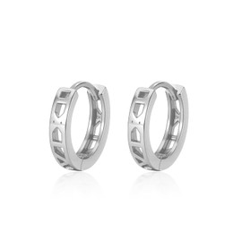 Women's Roman Numerals, Atlas Style, 925 Silver, Hypoallergenic Earrings, Hoop Earrings, Small Ring, Mother's Day, Silver, No Gemstone