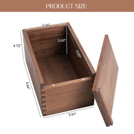 ERUOAEY Wood Box with Slide Lid, Walnut Wooden Storage Box, 9.84'' x 5.91'' x 4.72'' Wooden Decorative Box for Keepsakes Valuables Accessories