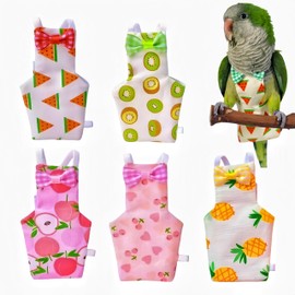 Magnoloran 5 Pcs Bird Diapers Bird Harness Flight Suits Diapers Reusable Parrot Nappy with Waterproof Inner Layer Washable Cute Urine Wet Suit for Cockatiel Budgie Conure Macaw Parakeet Lovebird,L