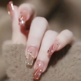 [ALLEVG] Nail Tips, 24 Pieces, Short 3D, Fall & Winter, Popular Japanese Style, Cute, Simple, Stylish, Coming of Age Ceremonies, School Entrance Ceremonies, Graduation Ceremonies, Weddings, Parties,