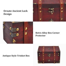 Trendy Boy 2 Pieces/Set Vintage Handmade Storage Box - Vintage Wooden Storage Box Antique Style Jewellery Organiser for Wardrobe Jewellery Box Jewellery Box Decorative Box (301-RED)