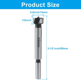 OSVJE 9/16 Inch(15mm) Forstner Drill Bits for Wood, Plywood, and Plastic - Precision Woodworking Tool with Stable Storage Case, High-Carbon Steel