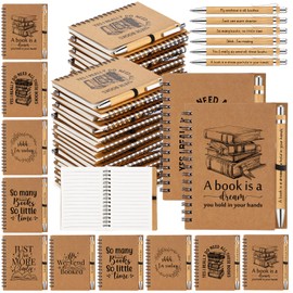 Thenshop 30 Sets Book Lover Gifts for Women Include Librarian Inspirational Spiral Notebook Motivational Pen Book Club Library Lovers Gift Reading Journal for Reader Student teacher (Brown)