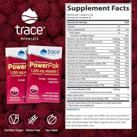 Trace Minerals Trace Minerals | Power Pak Electrolyte Powder Packets | 1200 mg Vitamin C, Zinc, Magnesium | Boost Immunity, Hydration and Natural Energy | Raspberry | 30 Packets
